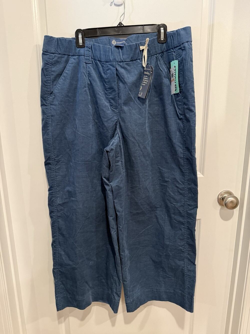 -NWT Democracy "Ab" Leisure Skyrise Wide Crop Pull On Pants Blue Sz 2X